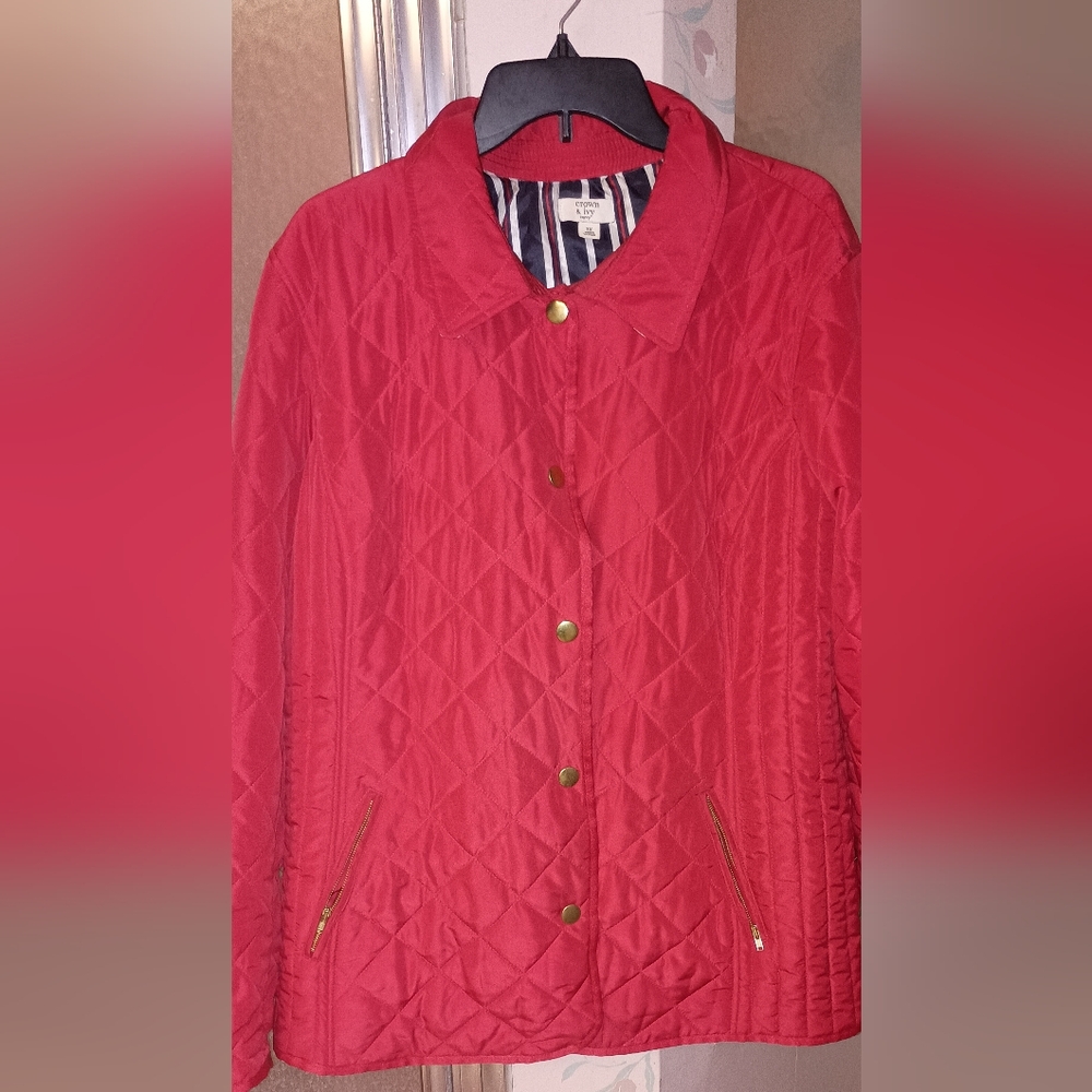 Red Quilted Women's Jacket 3x Crown & Ivy Barn Coat